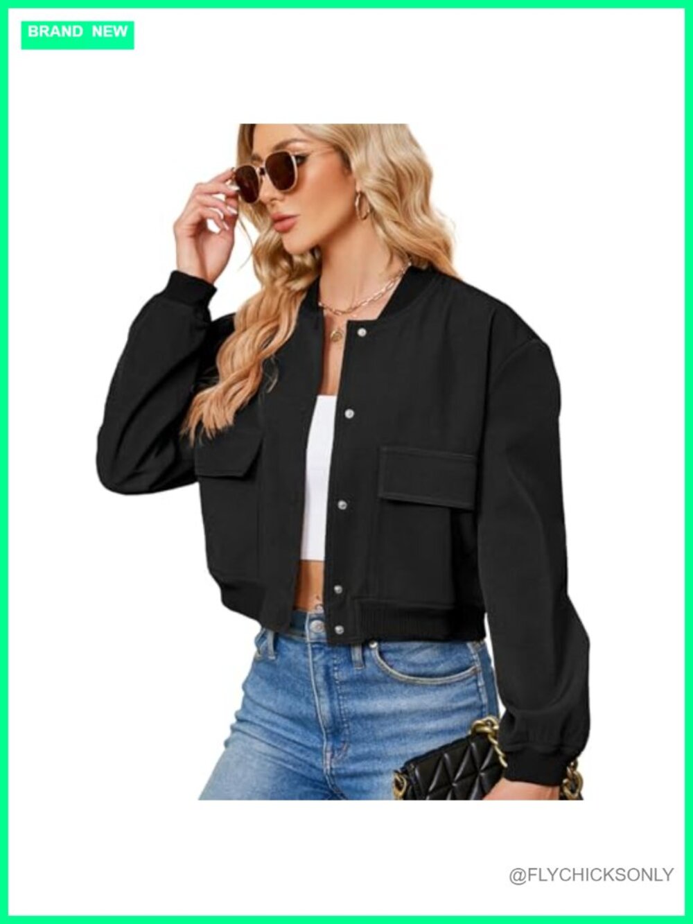 Cropped Bomber Jacket Women Short Trendy Casual Varsity Zip